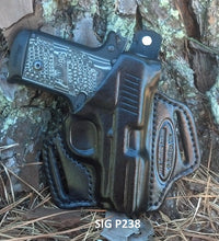 Load image into Gallery viewer, MTR Custom Leather Slimline Deluxe Full-Size Pancake Belt Slide Thumb Break OWB Holster Level 2