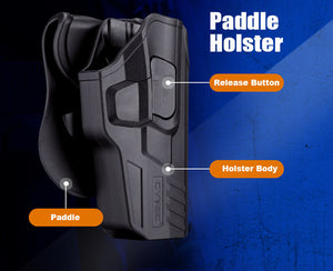 OUTSIDE THE WAISTBAND HOLSTER-R-DEFENDER-PADDLE HOLSTERS-LEVEL 2 PUSH BOTTON