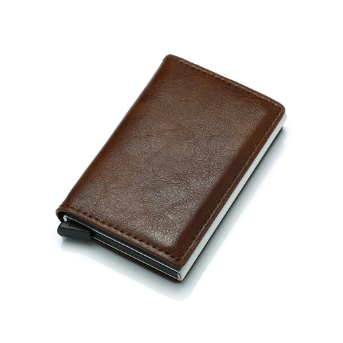 Credit Card Holder Men Wallet RFID Aluminium Box Bank PU Leather Wallets with Money Clip Designer Cardholder