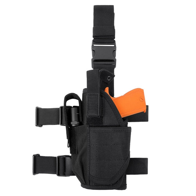  Drop Leg Holster Right Handed - Airsoft Holster with Magazine  Pouch Thigh Pistol Gun Holster Tactical Adjustable,Suitable to Hold Full  Size Mid Size and Compact Pistols. (Black) : Sports 