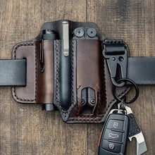 Load image into Gallery viewer, Tactical Multi Tool Belt Leather Bag Portable Tool Storage Bag Holster Outdoor Camping Hunting Waist Leather Pocket