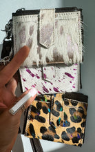 Load image into Gallery viewer, Dakota Wristlet Wallet - Western Cowhide Leather Credit Card: 1 - TAN + WHITE COWHIDE