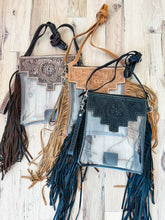 Load image into Gallery viewer, SHAYNE LARGE - Hand Tooled Clear Crossbody Concert bag: Brown