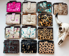 Load image into Gallery viewer, Dakota Wristlet Wallet - Western Cowhide Leather Credit Card: 3 - BROWN + WHITE COWHIDE