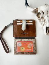 Load image into Gallery viewer, Dakota Wristlet Wallet - Western Cowhide Leather Credit Card: 1 - TAN + WHITE COWHIDE