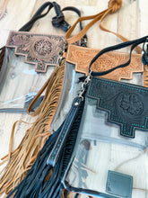 Load image into Gallery viewer, SHAYNE LARGE - Hand Tooled Clear Crossbody Concert bag: Brown