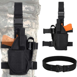 Tactical Drop Leg Holster Adjustable Gun Holster Thigh Pistol Holster with Magazine Pouches for Left/Right Handed Magazine Pouch