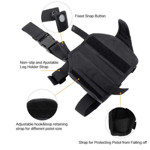 Tactical Drop Leg Holster Adjustable Gun Holster Thigh Pistol Holster with Magazine Pouches for Left/Right Handed Magazine Pouch