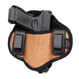 Kosibate Hunting Holster PU Leather Concealed for Gun Pistol Glock 17 19 23 32 Sig Sauer P250 P224 Beretta 92 Taurus Pancake IWB