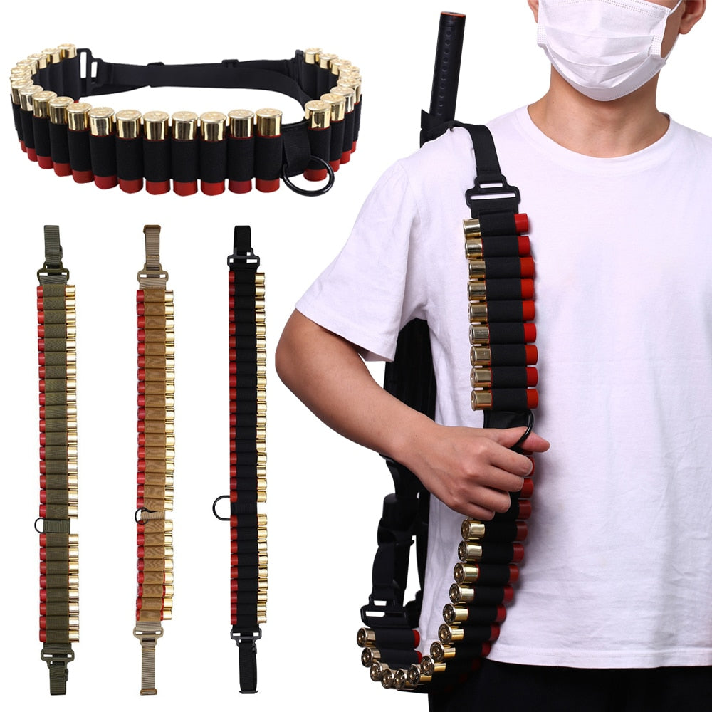 Tactical 25 Rounds Ammo Shell Holder Belt 12 Gauge Ammo Pouch