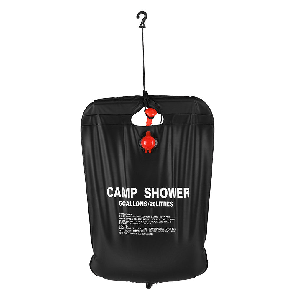 20L / 5 Gallons Solar Energy Heated Camp Shower Bag Outdoor Camping Hiking PVC Water Bag